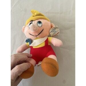 Vintage Walt Disney Pinocchio Plush Stuffed Doll Toy 8” Red, Yellow, Blue NWT
